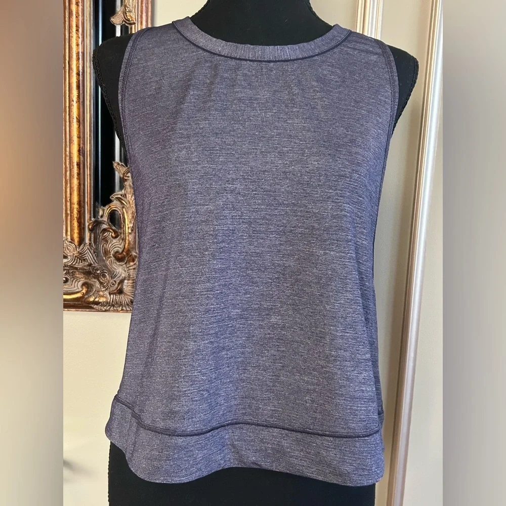 Lululemon Pace Perfect Tank Run Heathered Midnight Navy Size 10